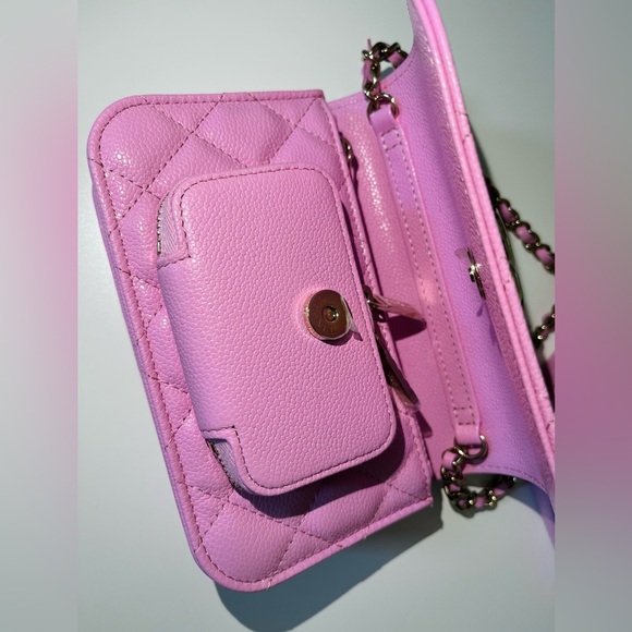♥️SOLD♥️ Chanel 23P Lilac Pink Caviar Business Affinity Chain Clutch Mini NWT - Picture 2 of 15
